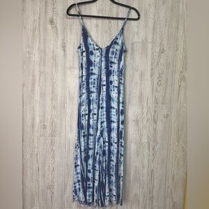 21 Saints Boho Tie Dye Wide Leg Spaghetti Strap Jumpsuit Romper Size M